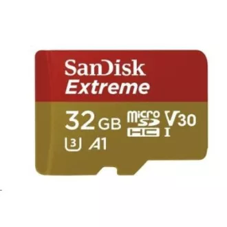 SanDisk MicroSDHC karta 32GB Extreme (100MB/s, Class 10, UHS-I U3 V30) + adaptér SanDisk MicroSDHC karta 32GB Extreme (100MB/s, Class 10, UHS-I U3 V30) + adaptér