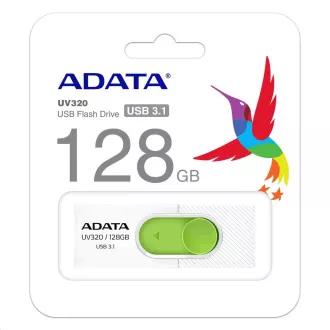 ADATA Flash Disk 128GB UV320, USB 3.1 Dash Drive, bílá/zelená ADATA Flash Disk 128GB UV320, USB 3.1 Dash Drive, bílá/zelená