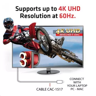 Club3D Adaptér USB 3.1 typ C na DisplayPort 1.2 4K60Hz UHD 1, 2m (M/M) Club3D Adaptér USB 3.1 typ C na DisplayPort 1.2 4K60Hz UHD 1, 2m (M/M)