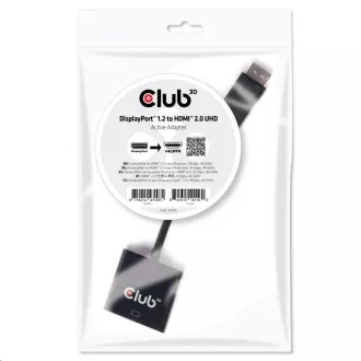 Club3D Adaptér aktivní DisplayPort 1.2 na HDMI 2.0 4K60Hz UHD, 20cm Club3D Adaptér aktivní DisplayPort 1.2 na HDMI 2.0 4K60Hz UHD, 20cm