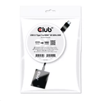 Club3D Adaptér aktivní USB 3.1 typ C na HDMI 2.0 UHD 4K60Hz HDR, 17cm
