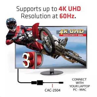 Club3D Adaptér aktivní USB 3.1 typ C na HDMI 2.0 UHD 4K60Hz HDR, 17cm