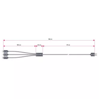 CONNECT IT Wirez 3in1 USB-C & Micro USB & Lightning, silver gray, 1, 2 m CONNECT IT Wirez 3in1 USB-C & Micro USB & Lightning, silver gray, 1, 2 m