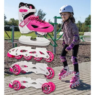 Kolečkové brusle 4v1 Enero KIDS - růžovo-bílé, 30-33 Kolečkové brusle 4v1 Enero KIDS - růžovo-bílé, 30-33