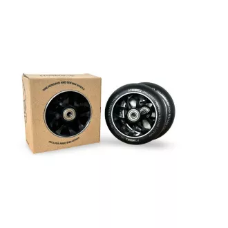 Náhradní kolečka na freestyle koloběžku 110mm, hliník, 2 ks, Černo-stříbrná Náhradní kolečka na freestyle koloběžku 110mm, hliník, 2 ks, Černo-stříbrná
