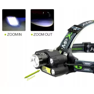 Čelovka CREE 1 x XM-L T6 + 4 x silný Q5 bílý + 1 x silný COB + ZOOM pásek Čelovka CREE 1 x XM-L T6 + 4 x silný Q5 bílý + 1 x silný COB + ZOOM pásek