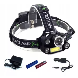 Čelovka CREE 1 x XM-L T6 + 4 x silný Q5 bílý + 1 x silný COB + ZOOM pásek Čelovka CREE 1 x XM-L T6 + 4 x silný Q5 bílý + 1 x silný COB + ZOOM pásek