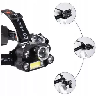 Čelovka CREE 1 x XM-L T6 + 4 x silný Q5 bílý + 1 x silný COB + ZOOM pásek Čelovka CREE 1 x XM-L T6 + 4 x silný Q5 bílý + 1 x silný COB + ZOOM pásek