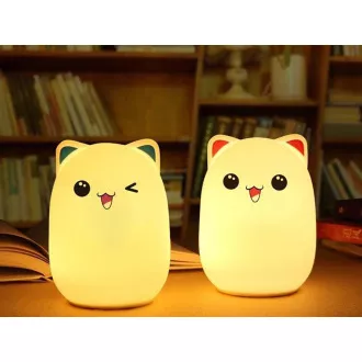 Dětská noční LED lampička KOČKA RGB + USB kabel