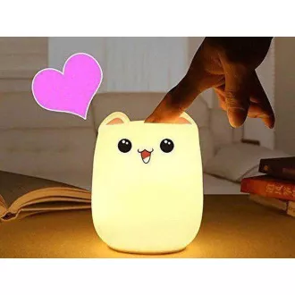 Dětská noční LED lampička KOČKA RGB + USB kabel