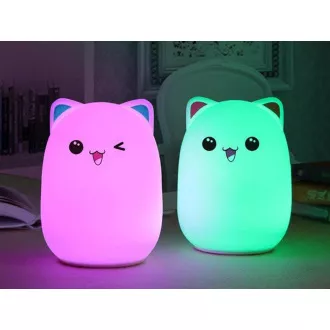 Dětská noční LED lampička KOČKA RGB + USB kabel
