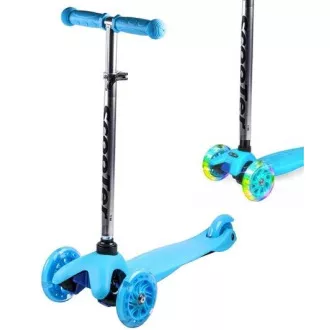 Koloběžka tříkolová MINI SCOOTER se svítícími kolečky, modrá Koloběžka tříkolová MINI SCOOTER se svítícími kolečky, modrá