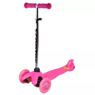 Koloběžka tříkolová MINI SCOOTER se svítícími kolečky, růžová Koloběžka tříkolová MINI SCOOTER se svítícími kolečky, růžová