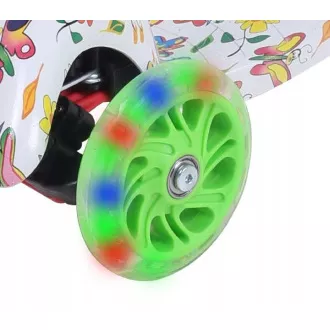 Koloběžka tříkolová MINI SCOOTER se svítícími kolečky, Motýlci Koloběžka tříkolová MINI SCOOTER se svítícími kolečky, Motýlci