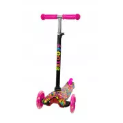 Koloběžka tříkolová MAXI SCOOTER se svítícími kolečky, BONBON, růžový