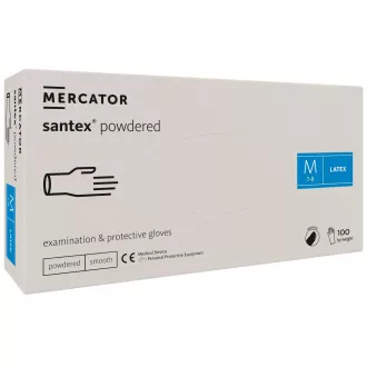SANTEX POWDERED – Latexové pudrované rukavice tělové, 100 ks, M SANTEX POWDERED – Latexové pudrované rukavice tělové, 100 ks, M