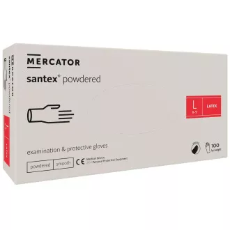 SANTEX POWDERED – Latexové pudrované rukavice tělové, 100 ks, M SANTEX POWDERED – Latexové pudrované rukavice tělové, 100 ks, M