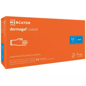 DERMAGEL COATED - Latexové nepudrované rukavice tělové, vnitřní vrstva polymer, 100 ks, L DERMAGEL COATED - Latexové nepudrované rukavice tělové, vnitřní vrstva polymer, 100 ks, L