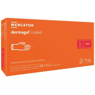 DERMAGEL COATED - Latexové nepudrované rukavice tělové, vnitřní vrstva polymer, 100 ks, M DERMAGEL COATED - Latexové nepudrované rukavice tělové, vnitřní vrstva polymer, 100 ks, M
