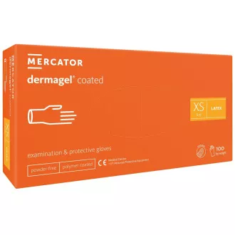 DERMAGEL COATED - Latexové nepudrované rukavice tělové, vnitřní vrstva polymer, 100 ks, S DERMAGEL COATED - Latexové nepudrované rukavice tělové, vnitřní vrstva polymer, 100 ks, S