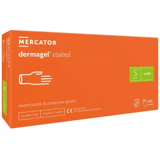 DERMAGEL COATED - Latexové nepudrované rukavice tělové, vnitřní vrstva polymer, 100 ks, S DERMAGEL COATED - Latexové nepudrované rukavice tělové, vnitřní vrstva polymer, 100 ks, S
