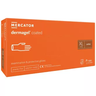 DERMAGEL COATED - Latexové nepudrované rukavice tělové, vnitřní vrstva polymer, 100 ks, S DERMAGEL COATED - Latexové nepudrované rukavice tělové, vnitřní vrstva polymer, 100 ks, S