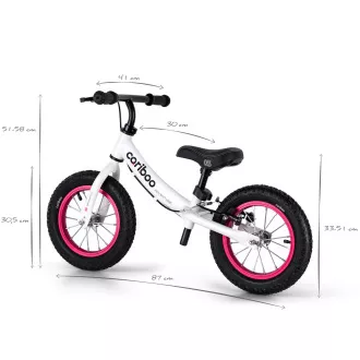 Dětské odrážedlo MOVINO Cariboo ADVENTURE s brzdou, nafukovací kola 12'', bílo-růžové Dětské odrážedlo MOVINO Cariboo ADVENTURE s brzdou, nafukovací kola 12'', bílo-růžové