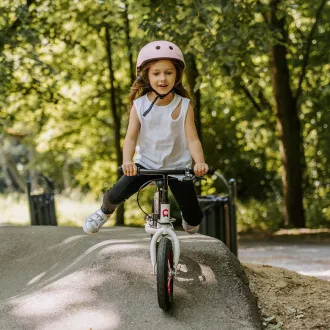 Dětské odrážedlo MOVINO Cariboo ADVENTURE s brzdou, nafukovací kola 12'', bílo-růžové Dětské odrážedlo MOVINO Cariboo ADVENTURE s brzdou, nafukovací kola 12'', bílo-růžové