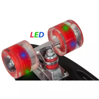 Pennyboard s LED kolečky, 56 cm BLACK/RED Pennyboard s LED kolečky, 56 cm BLACK/RED