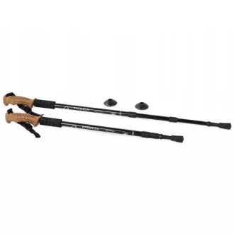 Trekingové hole Nordic Walking s ergonomickou, korkovou rukojetí, 135 cm, 2 ks, Černá Trekingové hole Nordic Walking s ergonomickou, korkovou rukojetí, 135 cm, 2 ks, Černá