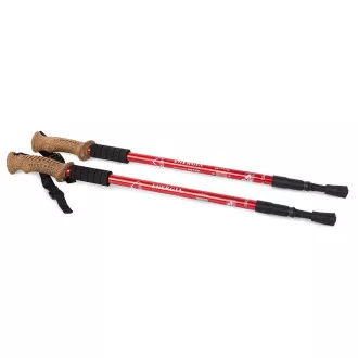 Trekingové hole Nordic Walking s ergonomickou, korkovou rukojetí, 135 cm, 2 ks, Červená Trekingové hole Nordic Walking s ergonomickou, korkovou rukojetí, 135 cm, 2 ks, Červená