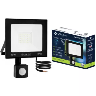 Halogenová LED lampa s pohybovým senzorem IP66 30W, studená bíla Halogenová LED lampa s pohybovým senzorem IP66 30W, studená bíla