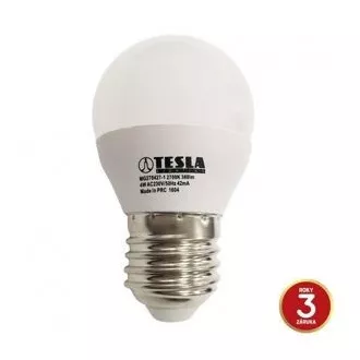 TESLA - LED MG270427-1, žárovka mini BULB E27, 4W, 230V, 320lm, 15 000h, 2700K teplá bílá, 180° TESLA - LED MG270427-1, žárovka mini BULB E27, 4W, 230V, 320lm, 15 000h, 2700K teplá bílá, 180°