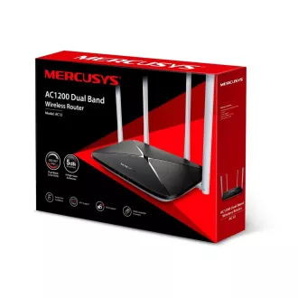 MERCUSYS AC12 WiFi5 router (AC1200, 2, 4GHz/5GHz, 3x100Mb/s LAN, 1x100Mb/s WAN) MERCUSYS AC12 WiFi5 router (AC1200, 2, 4GHz/5GHz, 3x100Mb/s LAN, 1x100Mb/s WAN)