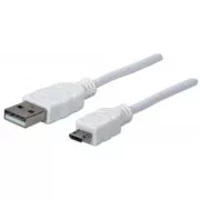 MANHATTAN Kabel propojovací USB 2.0 A Male / Micro-B Male, 1m, bílý