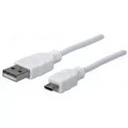MANHATTAN Kabel propojovací USB 2.0 A Male / Micro-B Male, 1.8m, bílý