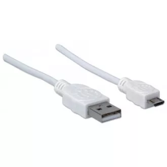 MANHATTAN Kabel propojovací USB 2.0 A Male / Micro-B Male, 1.8m, bílý MANHATTAN Kabel propojovací USB 2.0 A Male / Micro-B Male, 1.8m, bílý