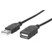 MANHATTAN Kabel USB 2.0 prodlužovací A Male / A Female 1, 8m černý