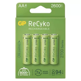 Nabíjecí baterie, AA (HR6), 1.2V, 2600 mAh, GP, papírová krabička, 4-pack, ReCyko Nabíjecí baterie, AA (HR6), 1.2V, 2600 mAh, GP, papírová krabička, 4-pack, ReCyko