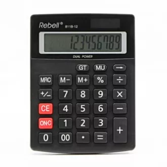 Rebell Kalkulačka RE-8118-12 BX, černá, stolní, dvanáctimístná Rebell Kalkulačka RE-8118-12 BX, černá, stolní, dvanáctimístná