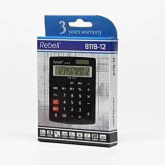 Rebell Kalkulačka RE-8118-12 BX, černá, stolní, dvanáctimístná Rebell Kalkulačka RE-8118-12 BX, černá, stolní, dvanáctimístná