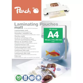 PEACH laminovací folie A4 (216x303mm), 80mic, matt, 100ks PEACH laminovací folie A4 (216x303mm), 80mic, matt, 100ks