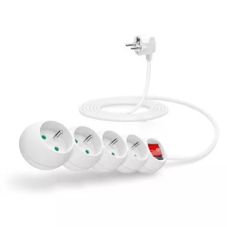 CONNECT IT prodlužovací kabel 230 V, 4 zásuvky, 3 m, s vypínačem (bílý) CONNECT IT prodlužovací kabel 230 V, 4 zásuvky, 3 m, s vypínačem (bílý)