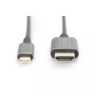 Digitus USB-C - HDMI kabelový adaptér, 1,8 m 4K/30 Hz, černý, kovový kryt Digitus USB-C - HDMI kabelový adaptér, 1,8 m 4K/30 Hz, černý, kovový kryt