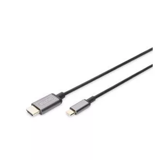 Digitus USB-C - HDMI kabelový adaptér, 1,8 m 4K/30 Hz, černý, kovový kryt Digitus USB-C - HDMI kabelový adaptér, 1,8 m 4K/30 Hz, černý, kovový kryt