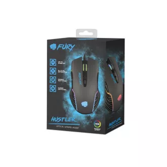 Fury Herní myš Hustler, herní, 6400DPI, USB, optická, drátová, RGB, 7 tlačítek, kabel délka 1,6m, černá Fury Herní myš Hustler, herní, 6400DPI, USB, optická, drátová, RGB, 7 tlačítek, kabel délka 1,6m, černá