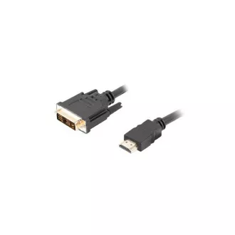 LANBERG HDMI (M) na DVI-D (M) (18+1) kabel 0,5m, černý, zlacené konektory LANBERG HDMI (M) na DVI-D (M) (18+1) kabel 0,5m, černý, zlacené konektory