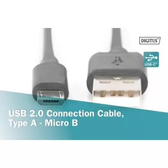 Digitus USB 2.0 kabel USB A samec na USB micro B samec, 2x stíněný, Měď, 1m Digitus USB 2.0 kabel USB A samec na USB micro B samec, 2x stíněný, Měď, 1m
