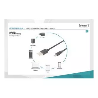 Digitus USB 2.0 kabel USB A samec na USB micro B samec, 2x stíněný, Měď, 1m Digitus USB 2.0 kabel USB A samec na USB micro B samec, 2x stíněný, Měď, 1m