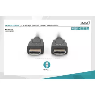 Digitus Připojovací kabel HDMI High Speed, typ A M/M, 2,0 m, Ultra HD 60p, zlatý, bl Digitus Připojovací kabel HDMI High Speed, typ A M/M, 2,0 m, Ultra HD 60p, zlatý, bl